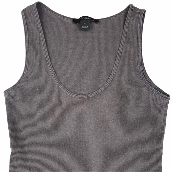 Express | Gray Ribbed Racerback Muscle Tee - Picture 3 of 16